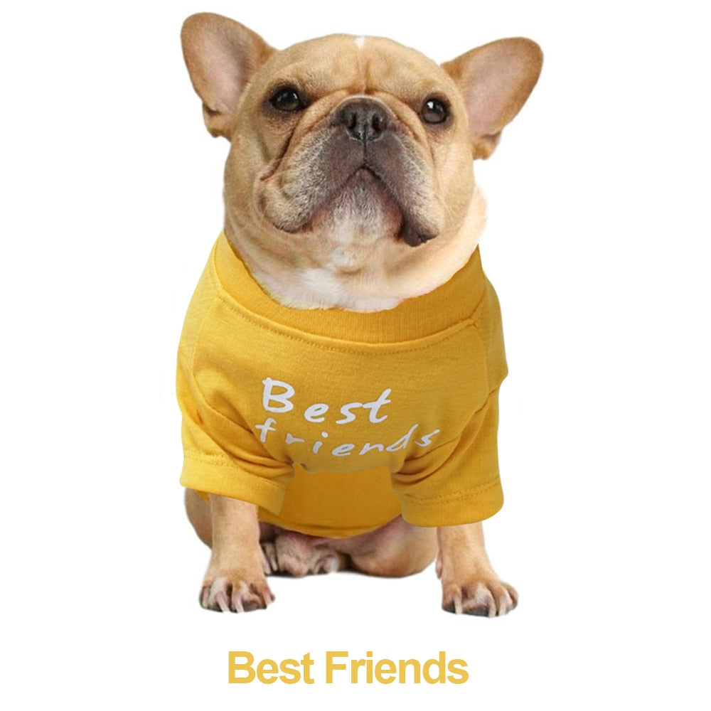 Summer/Spring Dog Clothes Quality Breathable Pet Clothing Soft Letters Printed French Bulldog Clothes for Small Dogs T-shirt