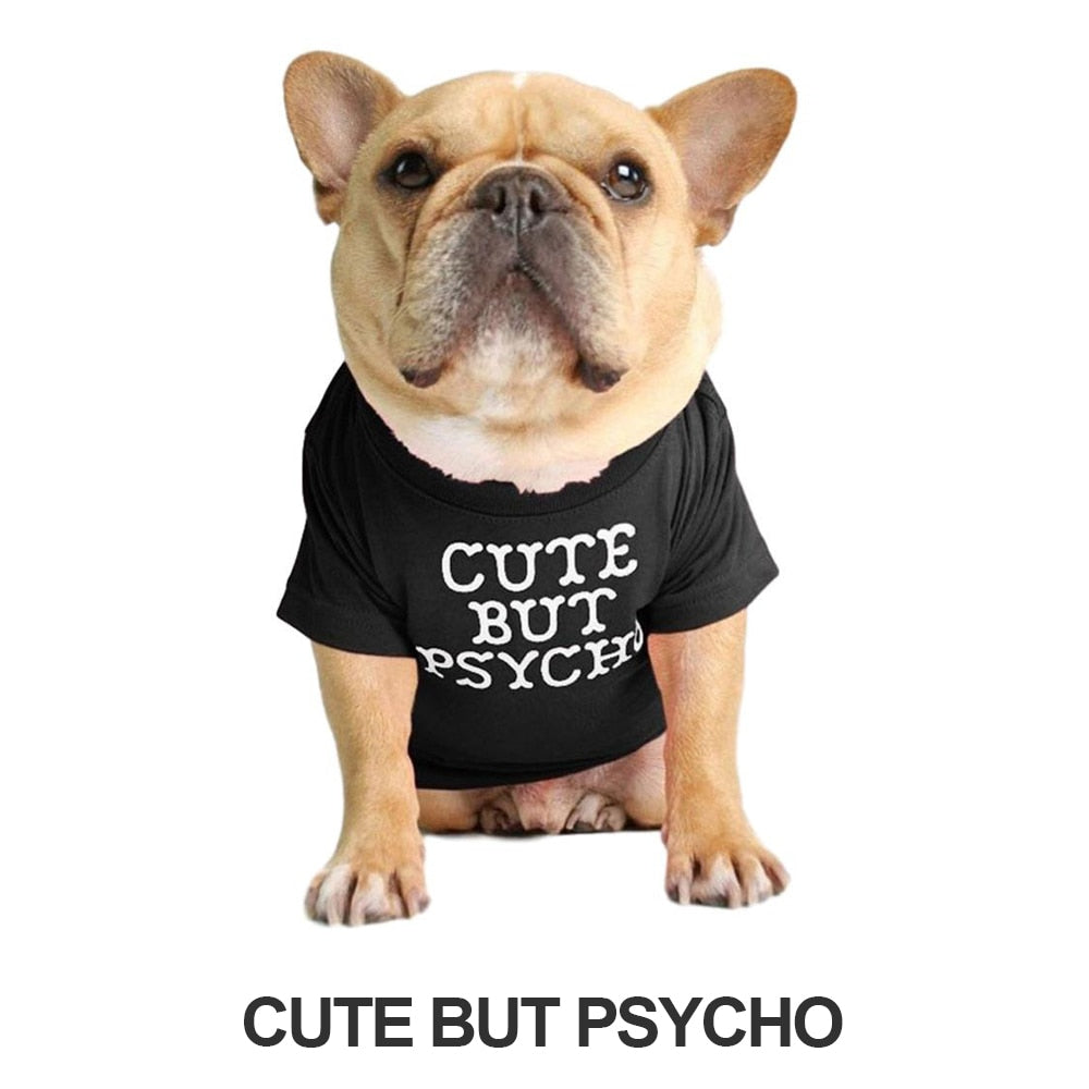 Summer/Spring Dog Clothes Quality Breathable Pet Clothing Soft Letters Printed French Bulldog Clothes for Small Dogs T-shirt