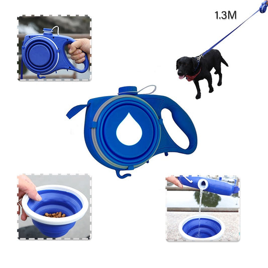 All-in-One Dog Leash with Built-in Water Bottle, Bowl & Poop Bag Holder