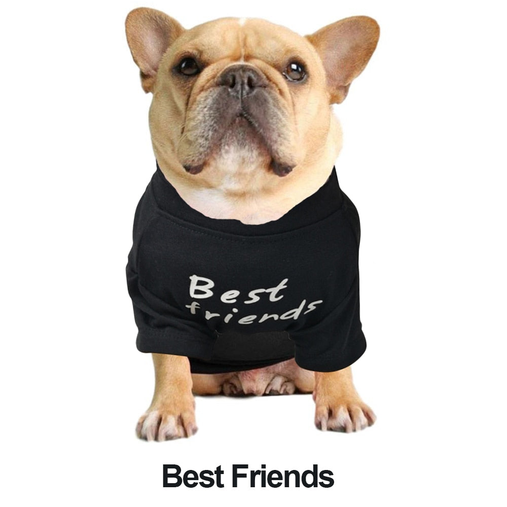 Summer/Spring Dog Clothes Quality Breathable Pet Clothing Soft Letters Printed French Bulldog Clothes for Small Dogs T-shirt