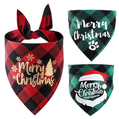 Christmas Plaid Dog Bandanas  Pet Towel