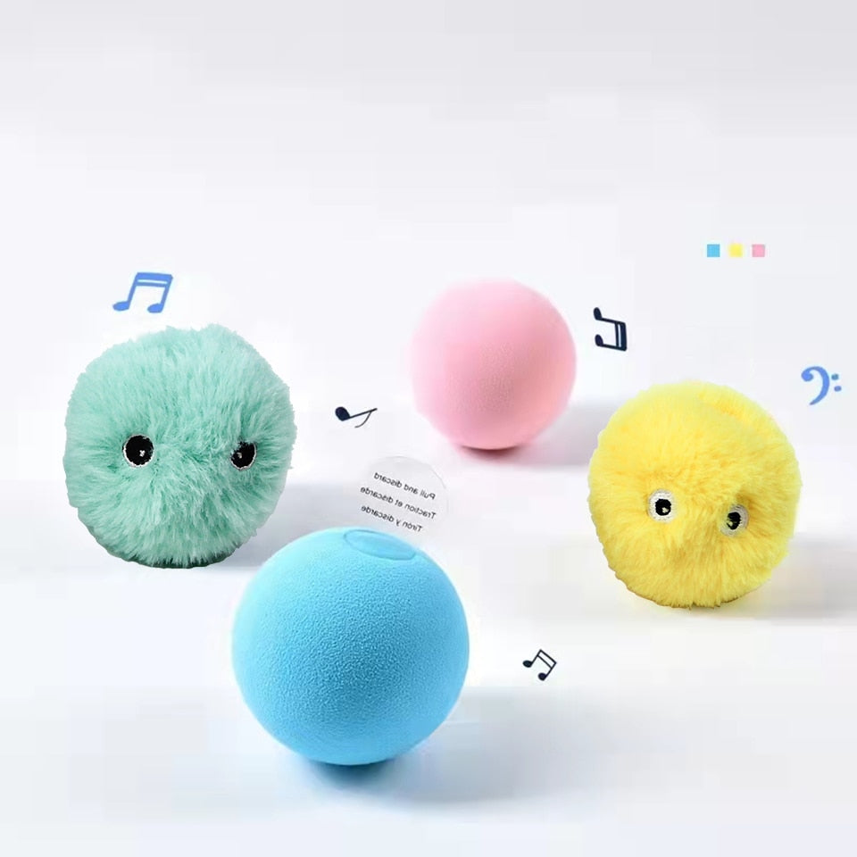 Smart Cat Toys Interactive Ball Plush Electric Catnip Training Toy Kitten Touch Sounding Pet Product Squeak Toy Ball