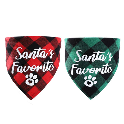 Christmas Plaid Dog Bandanas  Pet Towel