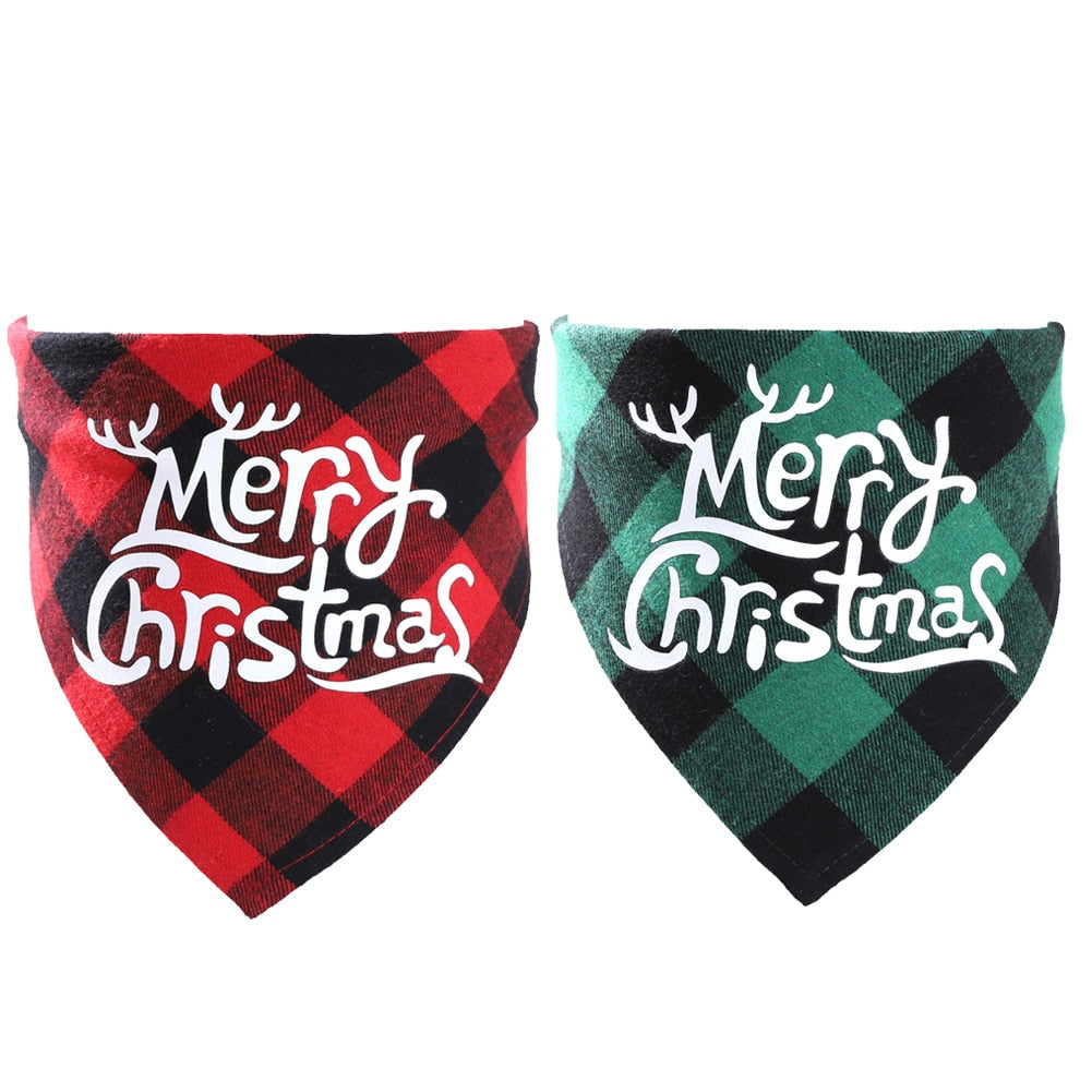 Christmas Plaid Dog Bandanas  Pet Towel