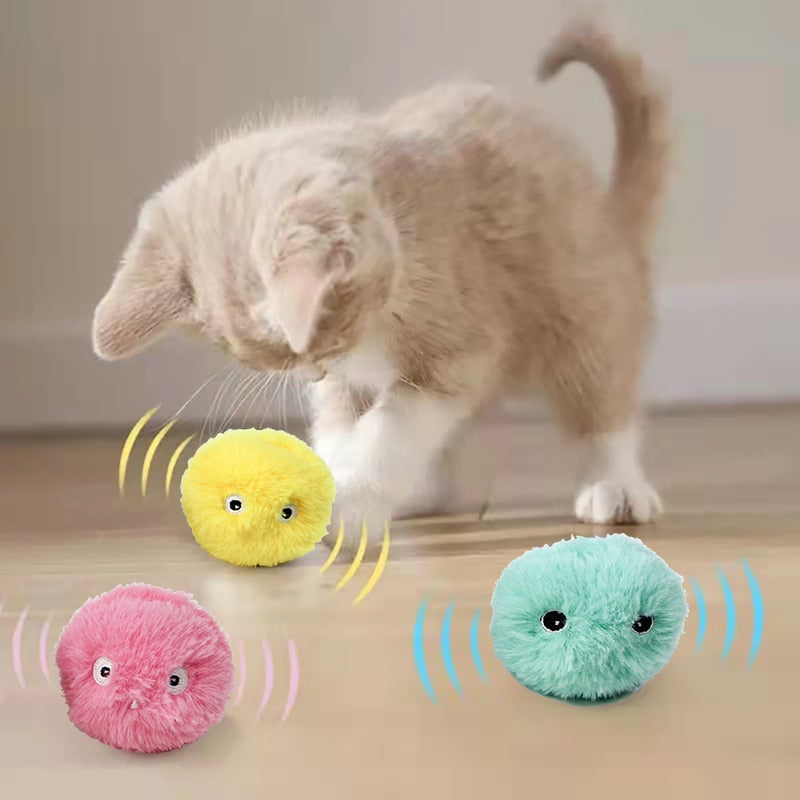 Smart Cat Toys Interactive Ball Plush Electric Catnip Training Toy Kitten Touch Sounding Pet Product Squeak Toy Ball