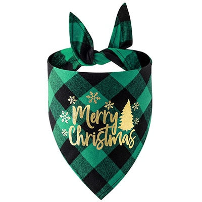 Christmas Plaid Dog Bandanas  Pet Towel